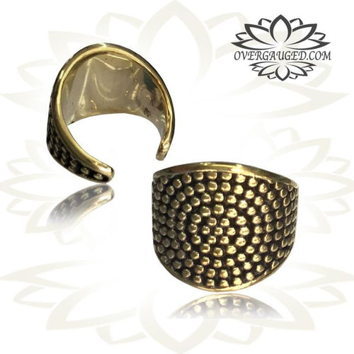 Single Ornate Dots Brass Ear Cuff / Dread Bead Tribal Ear Cuff Brass Jewelry Cuffs Dreadlocks Body Jewelry.