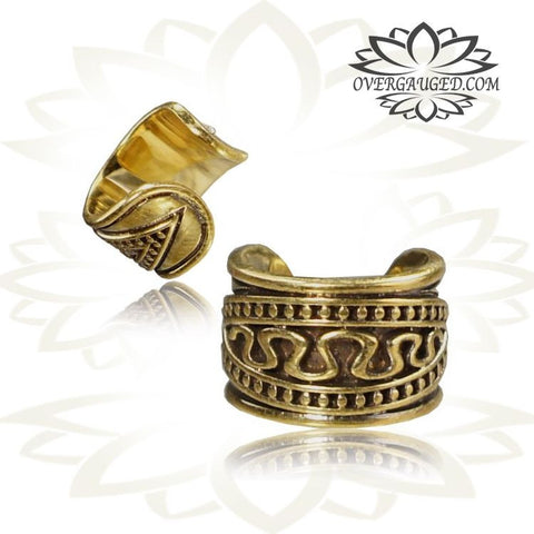 Single Ornate Brass Dread Bead Flower of Life Brass Ear Cuff, Tribal Ear Cuff or Dreadlock Bead Brass Jewelry Ear Cuffs Dread Locks.