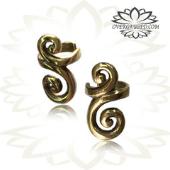 Single Ornate Brass Dread Bead / Ear Cuff, Tribal Spiral Ear Cuff, Brass DreadLocks Body Jewelry.