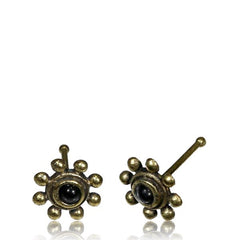 Single Brass Nose Stud, Tribal Brass Nose Pin, Flower Inlay Onyx Stone 20g, Nose Bone Nose Pin.