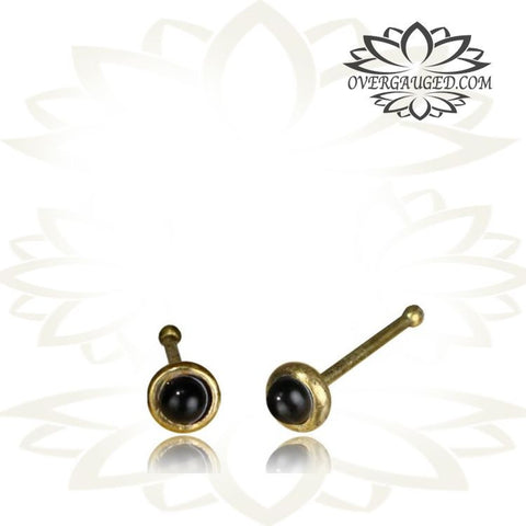 Single Sterling Silver Nose Stud, Ornate Tribal Flower Nose Stud with Moon Stone inlay, Size 20g (.8mm) Nose Ring, Silver Nose Pin.