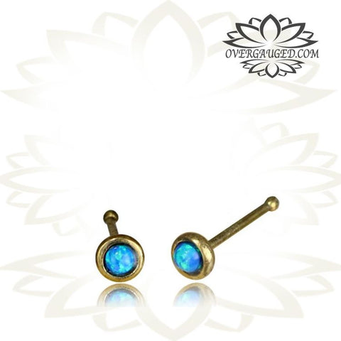 A Single Sterling Silver Nose Ring, Tribal Flower Nose Ring with Turquoise Stone, Silver 20g Nose Ring, Silver Nose Jewelry.