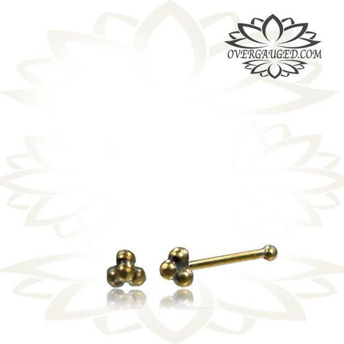 Single Ornate Tribal Brass Nose Stud, 20g Nose Stud, Brass Nose Bone, Nose Pin, Nose Jewelry.