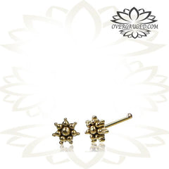 Single Ornate Tribal Brass Nose Stud, 20g Nose Bone, Tribal Nose Pin, Nose Jewelry.