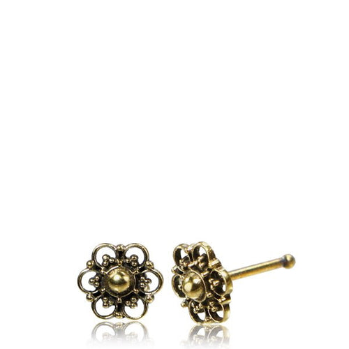 Single Ornate Tribal Brass Nose Stud, Mandala Flower Brass Nose Stud, Mandala Nose Bone, 20g Nose Stud, Nose Jewelry.