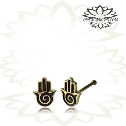 Single Ornate Tribal Brass Nose Stud, Brass Nose Pin, Tribal Nose Bone, Nose Jewelry