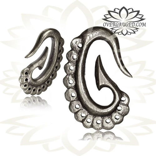 White Brass Ear Weights in 4g, Tribal Brass Spiral Earrings, Brass Ear Gauges, Brass Body Jewelry.