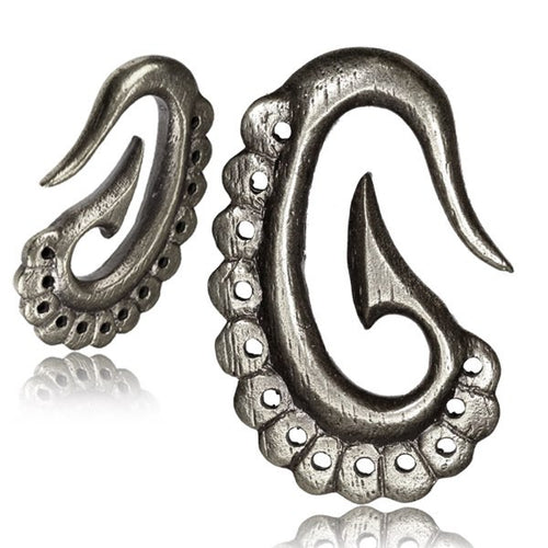 White Brass Ear Weights in 4g, Tribal Brass Spiral Earrings, Brass Ear Gauges, Brass Body Jewelry.