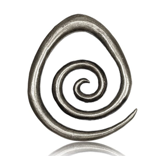 Pair Antiqued 0g (8mm) Teardrop White Brass Ear Weights, Brass Plugs, Brass Spirals, White Brass Body Jewelry.