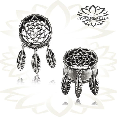 Pair of Antiqued White Brass Tunnels, Silver Lotus Tunnels, Tribal Double Flared Brass Plugs, Brass Body Jewelry Gauges.