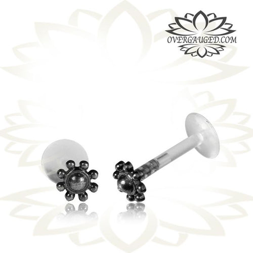 Silver labret ring or Silver tragus piercing 