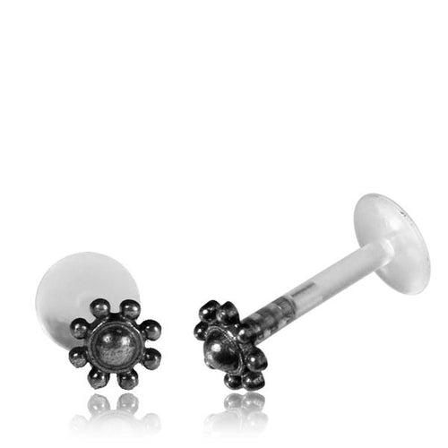 Silver tragus earring or silver labret stud