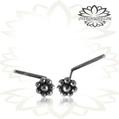 Single Tribal Sterling Silver Nose Stud, Afghan Flower Dots, 20g Silver Nose Stud, Silver Nose Jewelry.