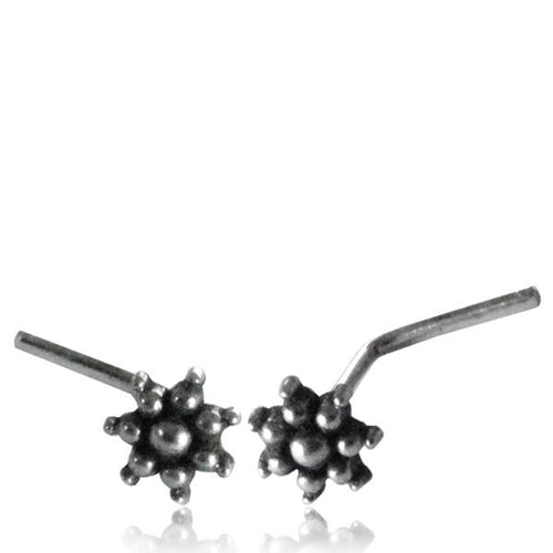 Single Tribal Silver Nose Stud, Tribal Flower Nose Stud, 20g Silver Nose Pin, Tribal Nose Stud, Nose Ring L Shape, Nose Pin.