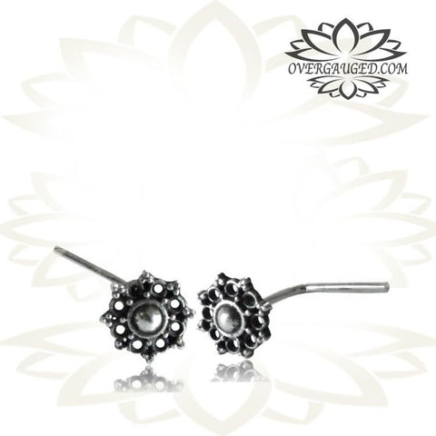 Single Tribal Sterling Silver Nose Stud, Afghan Flower Dots, 20g Silver Nose Stud, Silver Nose Jewelry.