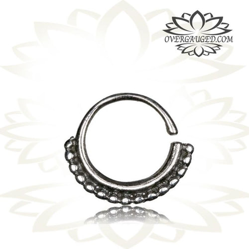 Single Sterling Silver Septum Ring, Afghan Style Septum Ring , Ring Size 10mm, Nose Jewelry.