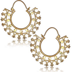 Pair of Ornate Antiqued Thai Tribal Brass Hoops, Brass Earrings.