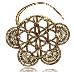 Pair of Ornate Brass Earrings Antiqued Flower of Life Spirals.