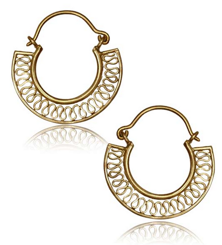 Pair of Small Brass Earrings Antiqued Hill Tribal Style Brass Hoop Earrings