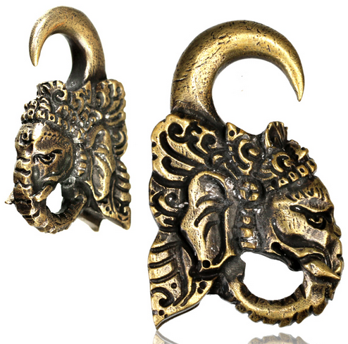 Ganish Brass Ear Weights 2g (6.5mm) Tribal Ganish Brass Earrings, Tribal Body Jewelry Gauges.