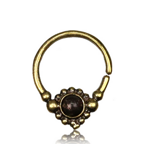 Single Tribal Brass Septum Ring in 14g (1.6mm), Antiqued Rose Brass Septum, Brass Nose Piercing, Ring Diameter 9mm.
