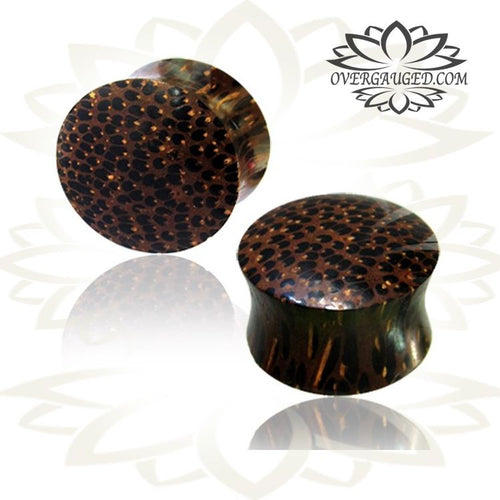 Pair of Organic Wood Plugs, Double Flare Plugs, Convex Palm Wood Gauges, Wood Ear Tunnels, Organic Body Jewelry.