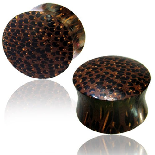 Pair of Organic Wood Plugs, Double Flare Plugs, Convex Palm Wood Gauges, Wood Ear Tunnels, Organic Body Jewelry.