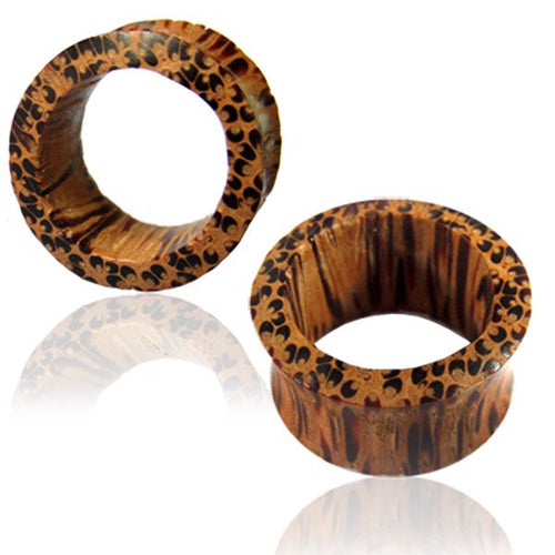 Pair of Organic Coconut Wood Plugs, Double Flare Wood Tunnels, Wood Tunnels, Tribal Wood Plugs, Organic Body Jewelry.