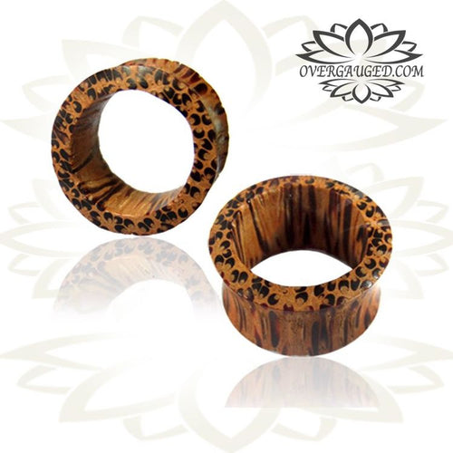 Pair of Organic Coconut Wood Plugs, Double Flare Wood Tunnels, Wood Tunnels, Tribal Wood Plugs, Organic Body Jewelry.