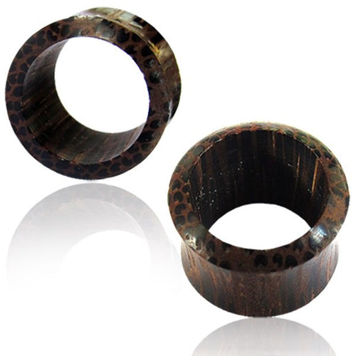 Pair of Organic Palm Wood Plugs, Double Flare Wood Tunnels, Convex Saddle Gauges, Tribal Wood Plugs, Organic Body Jewelry.