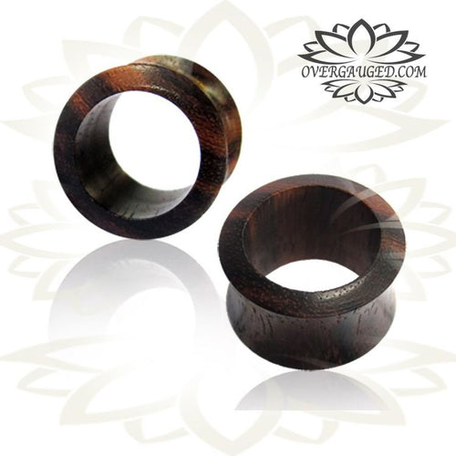 Pair of Sono Wood Tunnels, Double Flare Ear Tunnels, Wood Plugs, Tribal Body Jewelry.