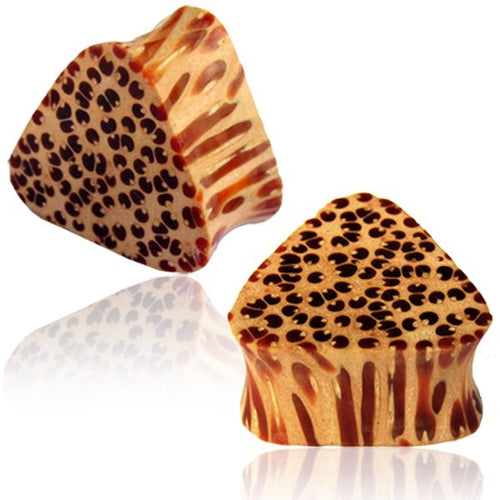 Pair of Organic Coconut Triangle Wood Plugs, Double Flare Plugs, Tribal Coconut Wood Plug, Organic Body Jewelry.