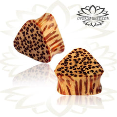 Pair of Organic Coconut Triangle Wood Plugs, Double Flare Plugs, Tribal Coconut Wood Plug, Organic Body Jewelry.