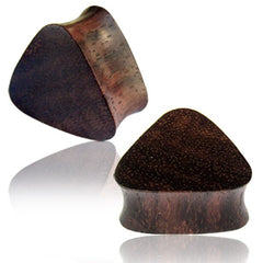 Pair of Organic Triangle Sono Wood Plugs, Double Flare Ear Plugs, Wood Plugs, Tribal Wood Plugs, Organic Body Jewelry.
