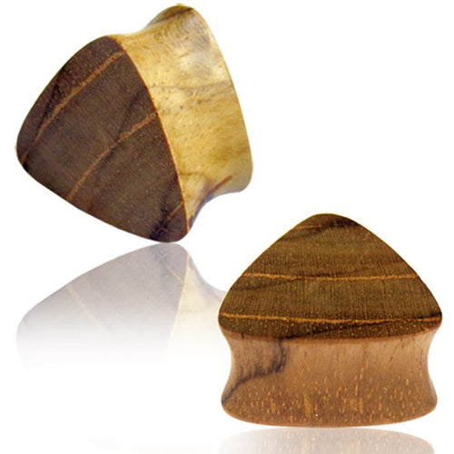 Pair of Triangle Teak Wood Plugs, Double Flare Gauges, Tribal Wood Plugs, Wood Plugs, Organic Body Jewelry.