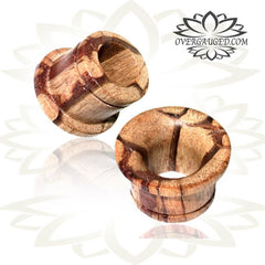Pair of Concave Organic Wood Plugs, Zebra Wood Plugs, Single Flare Wood Tunnels, Organic Ear Tunnels, Organic Body Jewelry.