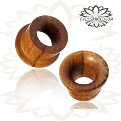 Pair of Concave Organic Teak Wood Tunnels, Single Flare Wood Plugs, Wood Gauges, Tribal Body Jewelry, Wood Tunnels, Organic Body Jewelry.