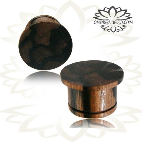Pair of Concave Organic Teak Wood Tunnels, Single Flare Wood Plugs, Wood Gauges, Tribal Body Jewelry, Wood Tunnels, Organic Body Jewelry.
