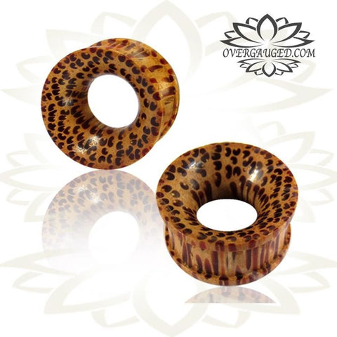 Pair of Concave Organic Teak Wood Tunnels, Single Flare Wood Plugs, Wood Gauges, Tribal Body Jewelry, Wood Tunnels, Organic Body Jewelry.