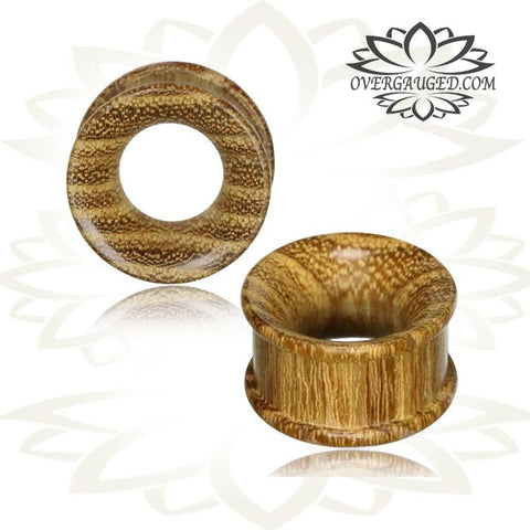 Pair of Concave Organic Teak Wood Tunnels, Single Flare Wood Plugs, Wood Gauges, Tribal Body Jewelry, Wood Tunnels, Organic Body Jewelry.