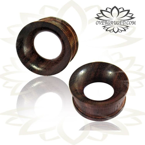 Pair of Concave Organic Plugs, Sono Wood Plugs, Double Flared Gauges, Tribal Wood Tunnels, Wood Body Jewelry, Organic Jewelry.