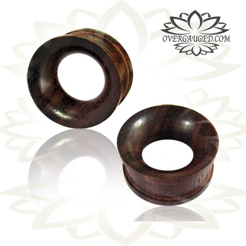 Pair of Concave Organic Teak Wood Tunnels, Single Flare Wood Plugs, Wood Gauges, Tribal Body Jewelry, Wood Tunnels, Organic Body Jewelry.