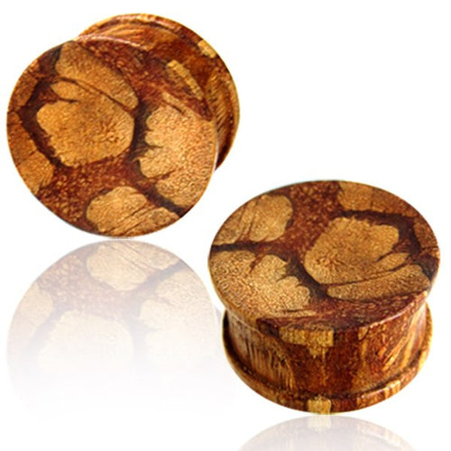 Pair of Organic Zebra Wood Plugs, Double Flare Ear Plugs, Wood Plugs, Organic Wood Gauges, Tribal Wood Jewelry.