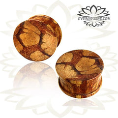 Pair of Organic Zebra Wood Plugs, Double Flare Ear Plugs, Wood Plugs, Organic Wood Gauges, Tribal Wood Jewelry.