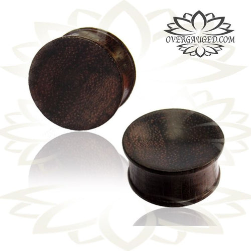 Pair of Organic Concave Sono Wood Plugs, Double Flare Wood Plugs, Wood Tunnels, Tribal Ear Plugs, Wood Gauges, Organic Body Jewelry.