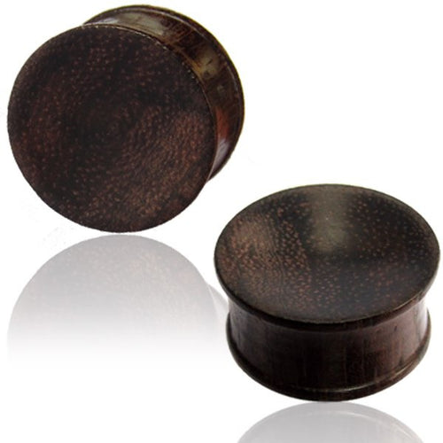 Pair of Organic Concave Sono Wood Plugs, Double Flare Wood Plugs, Wood Tunnels, Tribal Ear Plugs, Wood Gauges, Organic Body Jewelry.