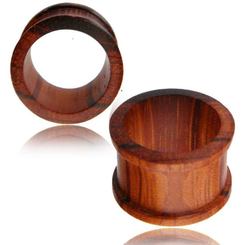 Pair of Flat Top Hat Wood Tunnels, Organic Blood Wood Tunnels, Double Flare Ear Gauges, Tribal Wood Plugs.