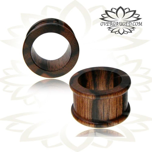 Pair of Organic Top Hat Tunnels, Golden Iron Wood Tunnels, Organic Double Flare Tunnels, Wood Ear Plugs, Organic Tunnels.