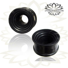 Pair of Concave Ebony Wood Plugs, Wood Tunnels Carved Rings, Organic Body Jewelry, Double Flared Tunnels.