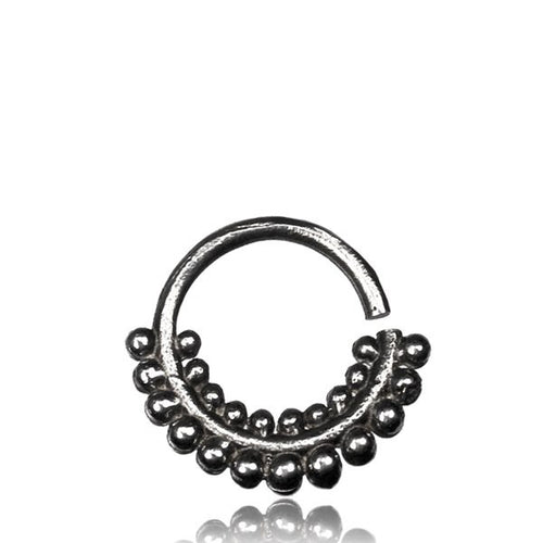 Single Ornate Thai Hill Tribe Septum Ring in 16g (1.2mm),  Hill Tribe Brass Dots Septum Ring, Ring Diameter 8mm, Brass Helix.